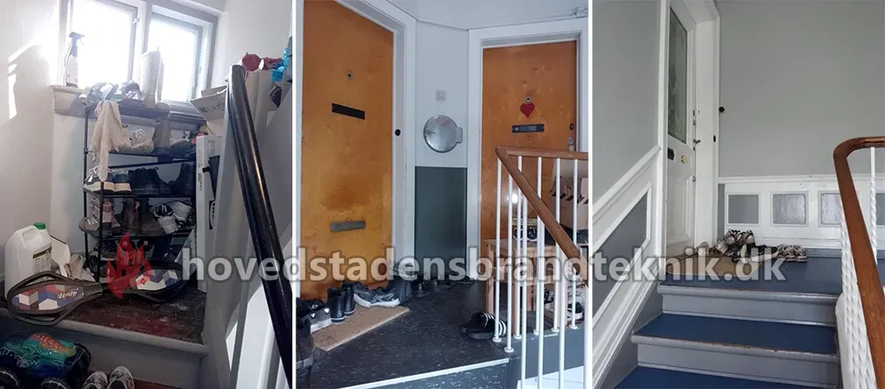Klassiske eksempler på oplag på trapper til fare for brandsikkerheden